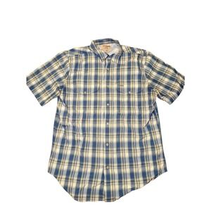 Filson Men's Blue Plaid Short Sleeve Button Up Shirt Size Medium Lightweight
